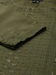 Women's Olive Printed Kurta SetKC-977-Olive
