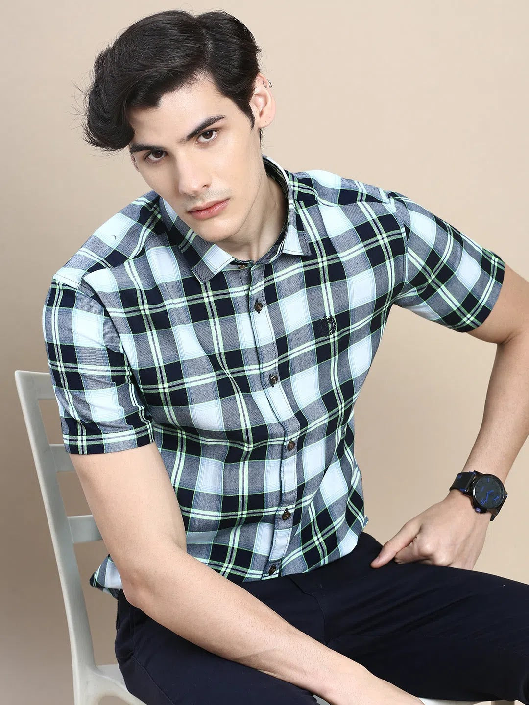 Mens Multi Checked Shirt - Cotton Casual Shirt | DesiQlo