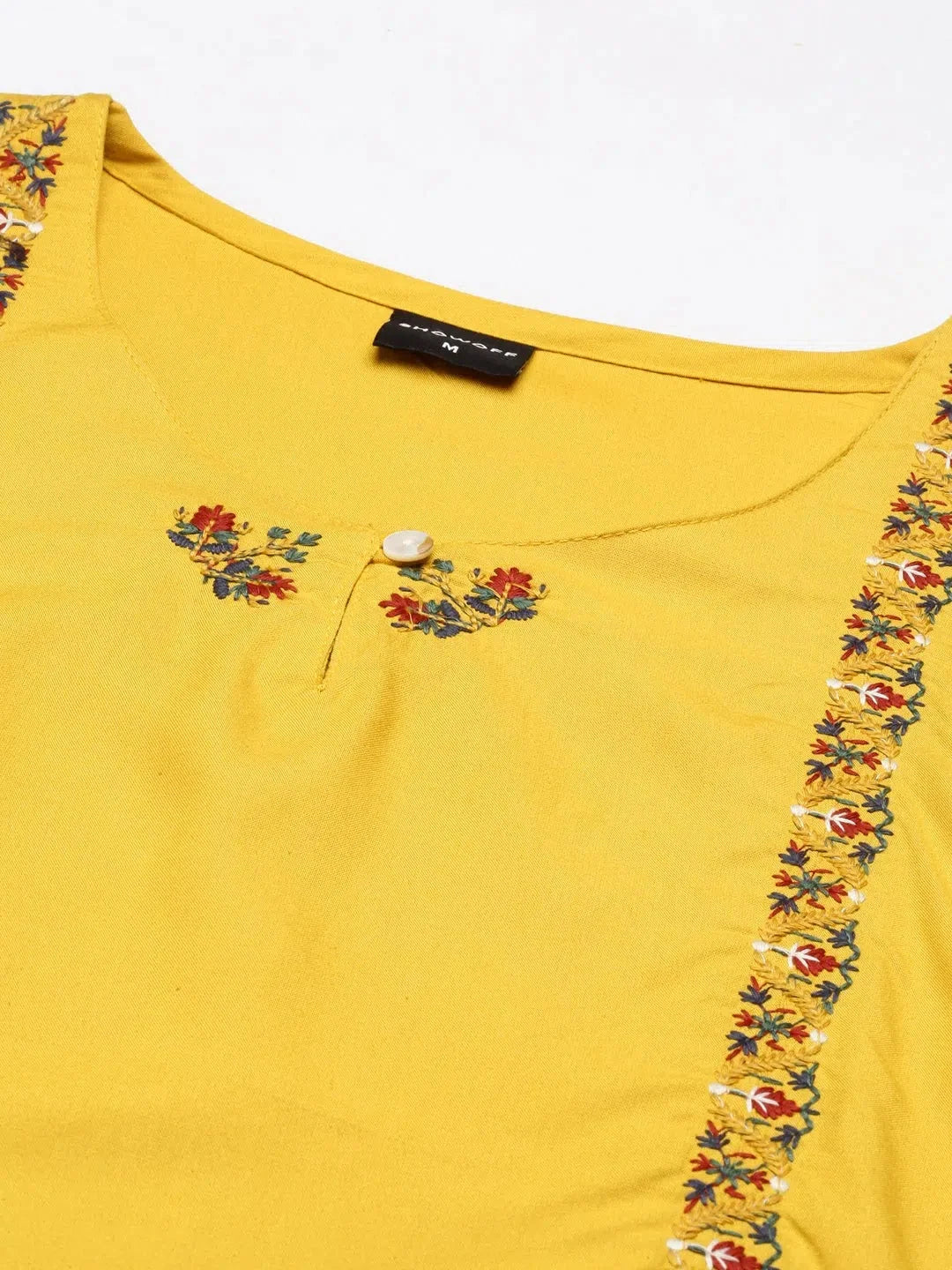 Yellow Embroidered Kurta: Stylish Indian Kurta for Women