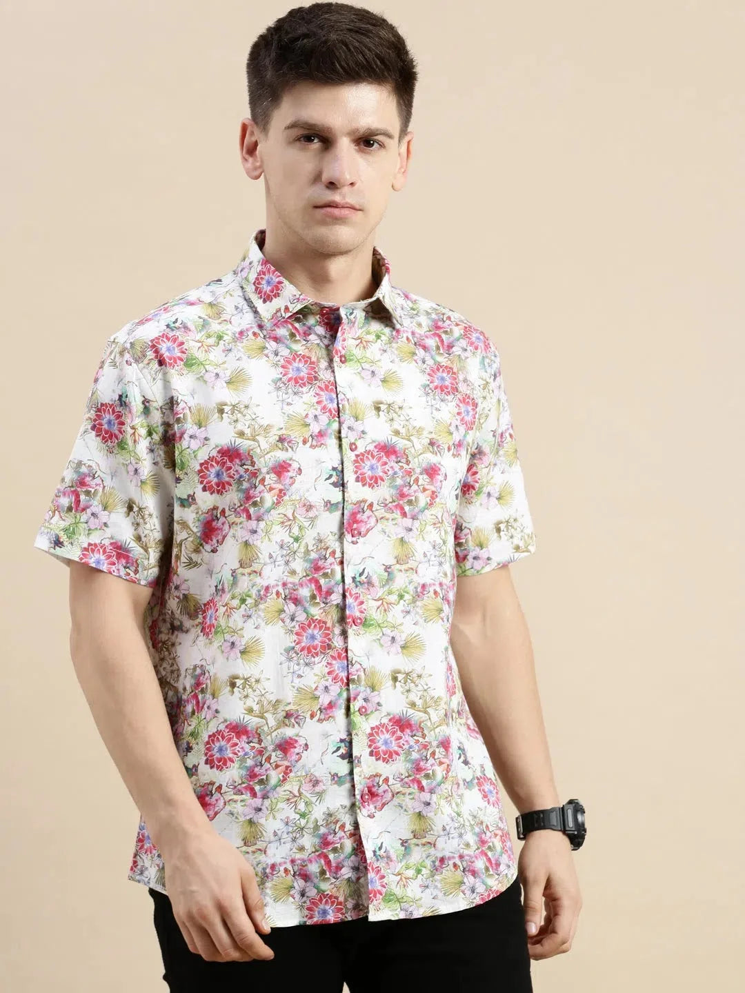 Men's Floral Printed Shirt - Trendy Cotton Mens Shirt