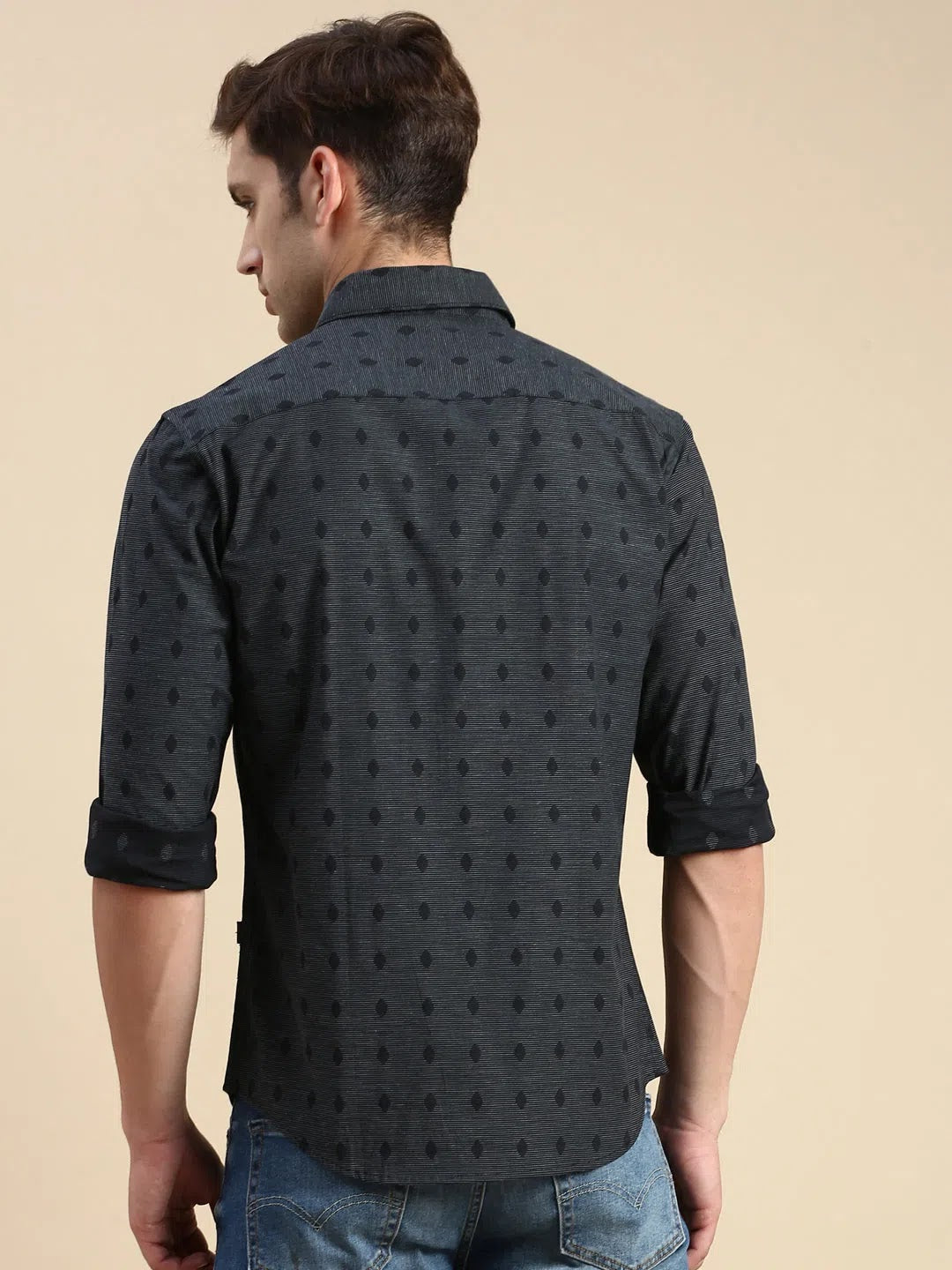 Men's Navy Solid Cotton Shirt | DesiQlo Casual Style