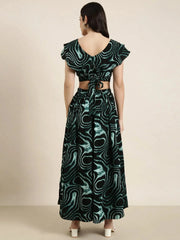 Women Black Printed Top & Palazzos Set-AE-16029-Black