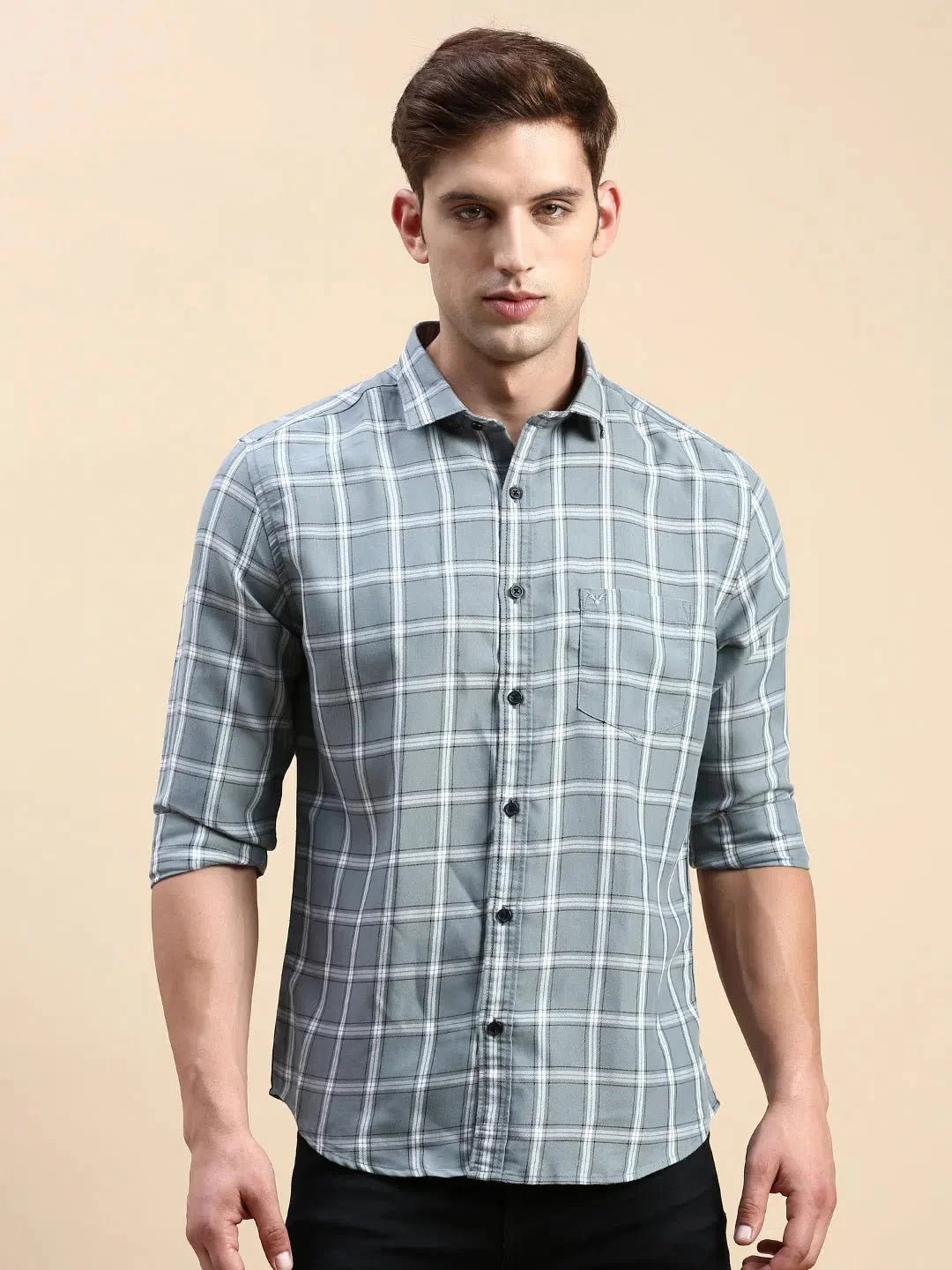 Men's Green Checkered Shirt | Cotton Mens Shirt | DesiQlo