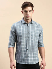 Men Green Checked Casual Shirt-BLAZOCHECKS-4669-Seagreen