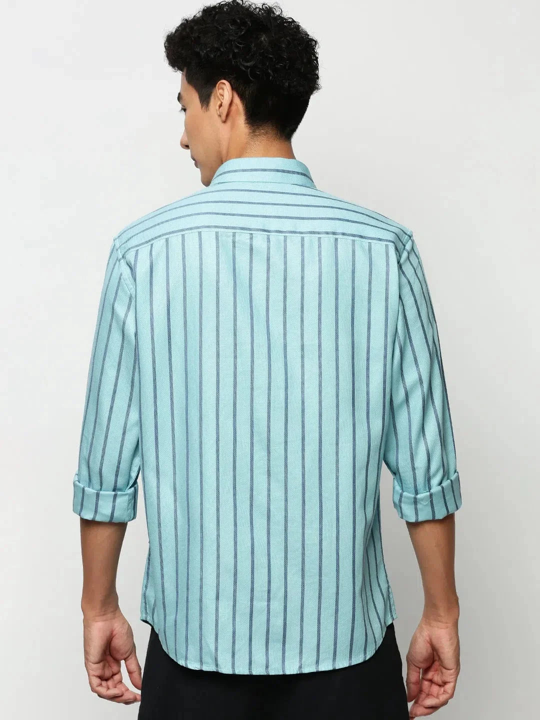 Blue Striped Cotton Mens Shirt - Casual Style | DesiQlo