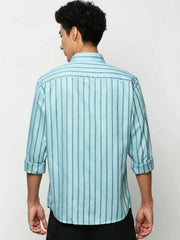 Men Blue Striped Casual Casual Shirts-OAKSTRIPE-5633-Blue