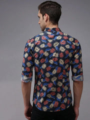 Men Blue Printed Casual Shirt-EASTIONPRINT-1428-Navyblue