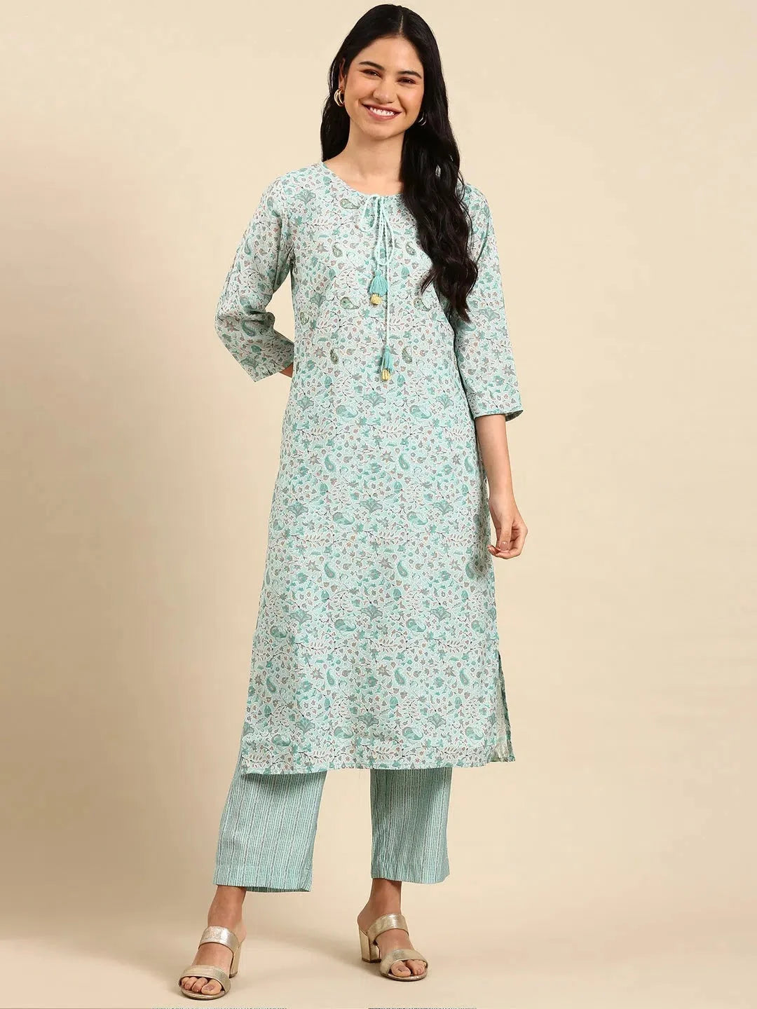 Sea Green Printed Kurta Set | Women's Indian Kurta Sets - Style 1