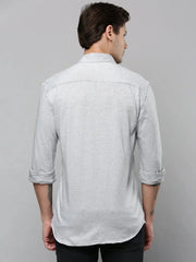 Men Grey Solid Casual Shirt-SAATVIKKNITS-4446-Grey
