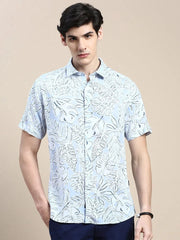 Men Blue Floral Casual Shirt-GEORGE-1641-Blue