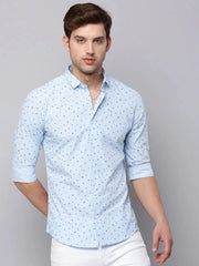 Men Blue Printed Casual Shirt-TKTPRINT-123-Blue