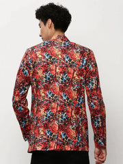 Men Coral Printed Casual Blazers-SOBLZ-083-3-Coral