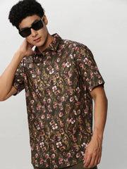 Men Green Floral Casual Casual Shirts-JUPITERPRINT-1796-Olive