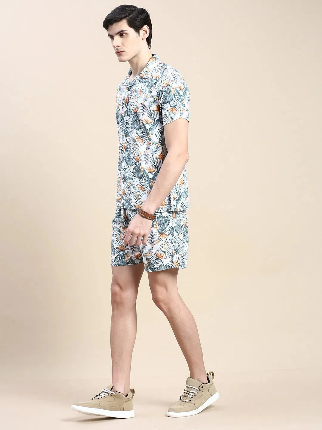 Men's White Printed Casual Co ord Set | Two Piece Sets for Men