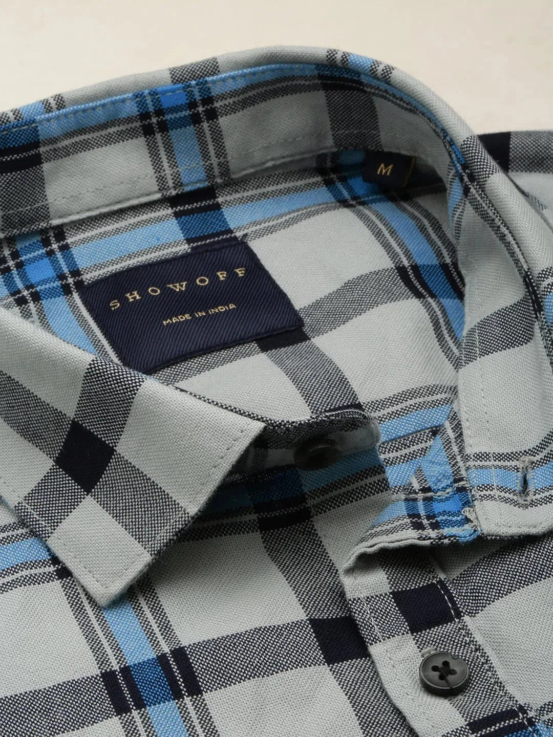 Grey Checked Mens Shirt | Cotton Casual Style