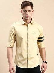 Men Beige Solid Casual Shirt-CHERRY-0319-Beige