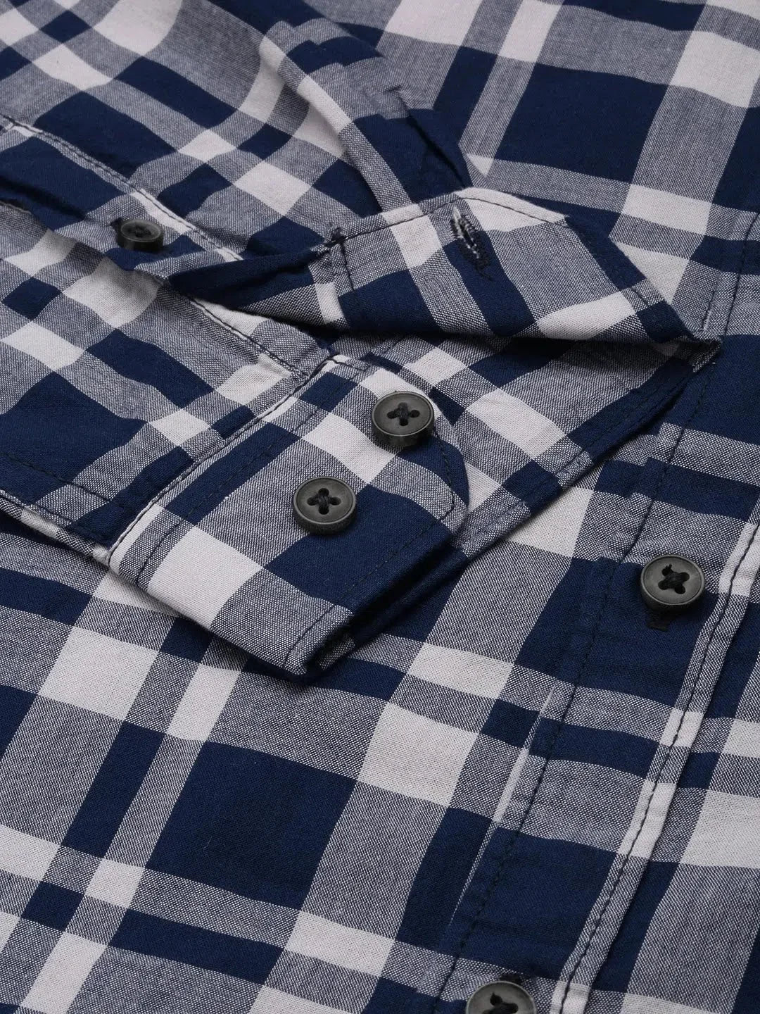 Blue Checked Cotton Mens Shirt | Casual Style