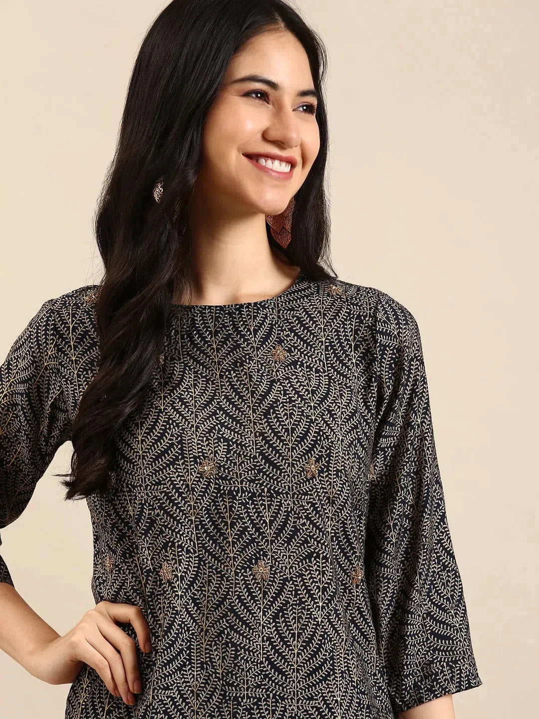 Women's Blue Printed Kurta Set | Cotton Indian Kurta Sets