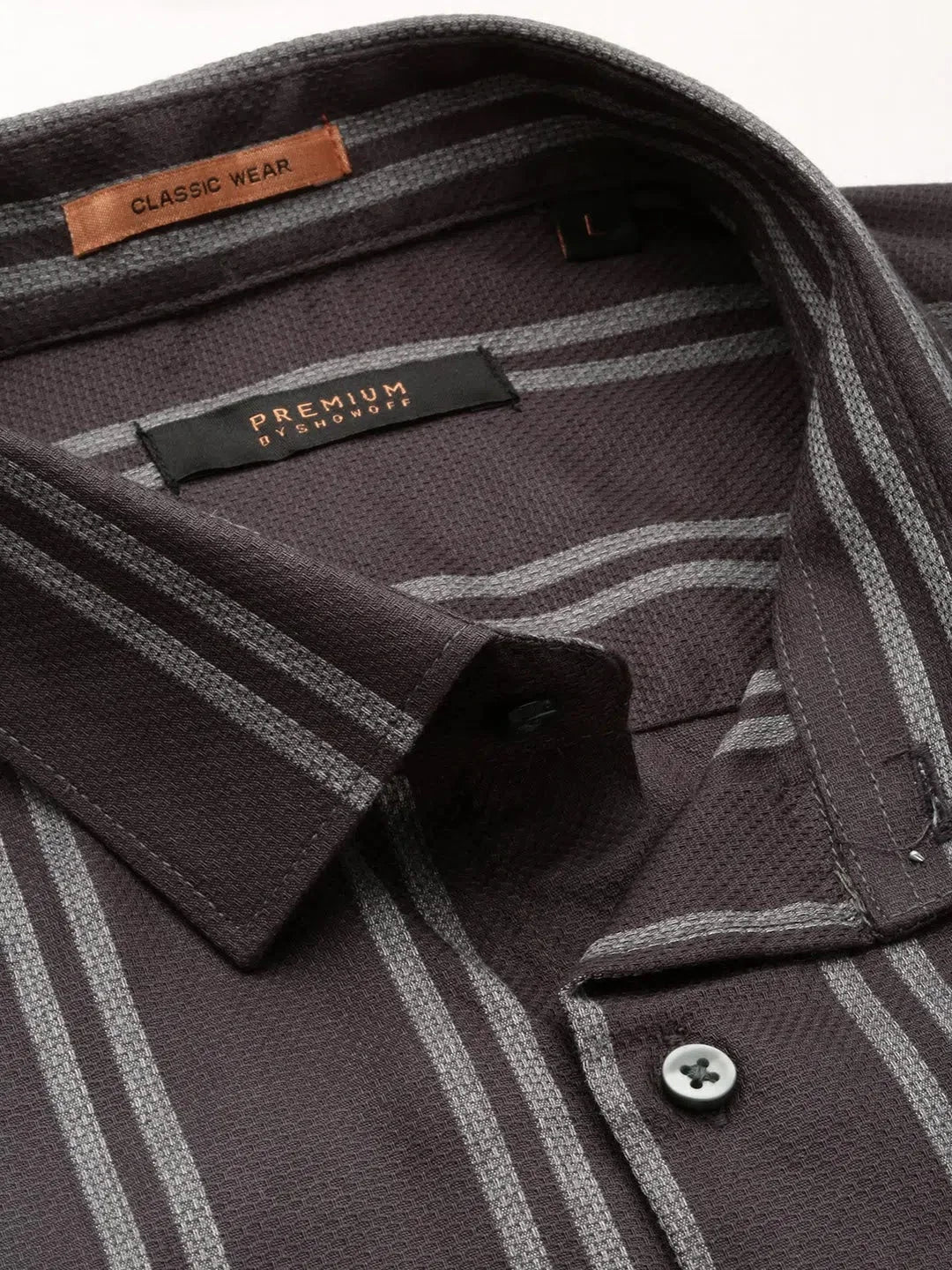 Grey Striped Cotton Mens Shirt | Casual Shirts for Men DesiQlo