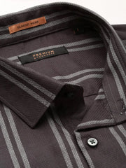 Men Grey Striped Casual Casual Shirts-YARROWSTRIPE-5639-Grey