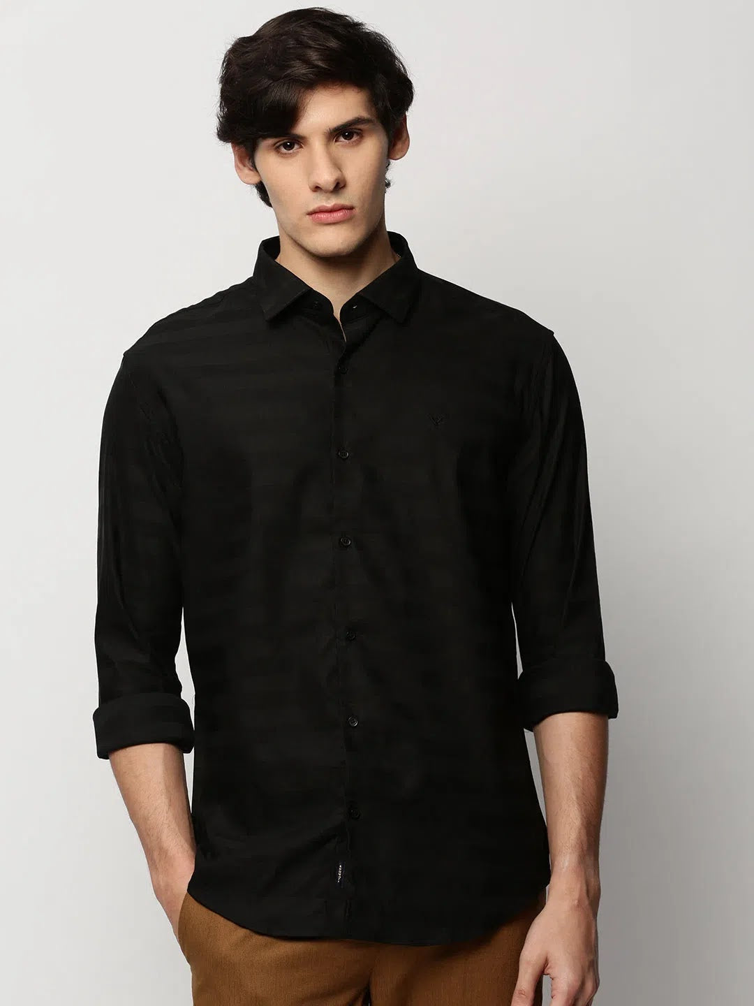 Wholesale Men Black Striped Casual Casual Shirts
