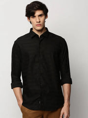Men Black Striped Casual Casual Shirts-GLANZAPLAIN-5328-Black