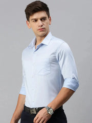 Men Blue Solid Formal Shirt-EVERETTPLAIN-2193-Blue