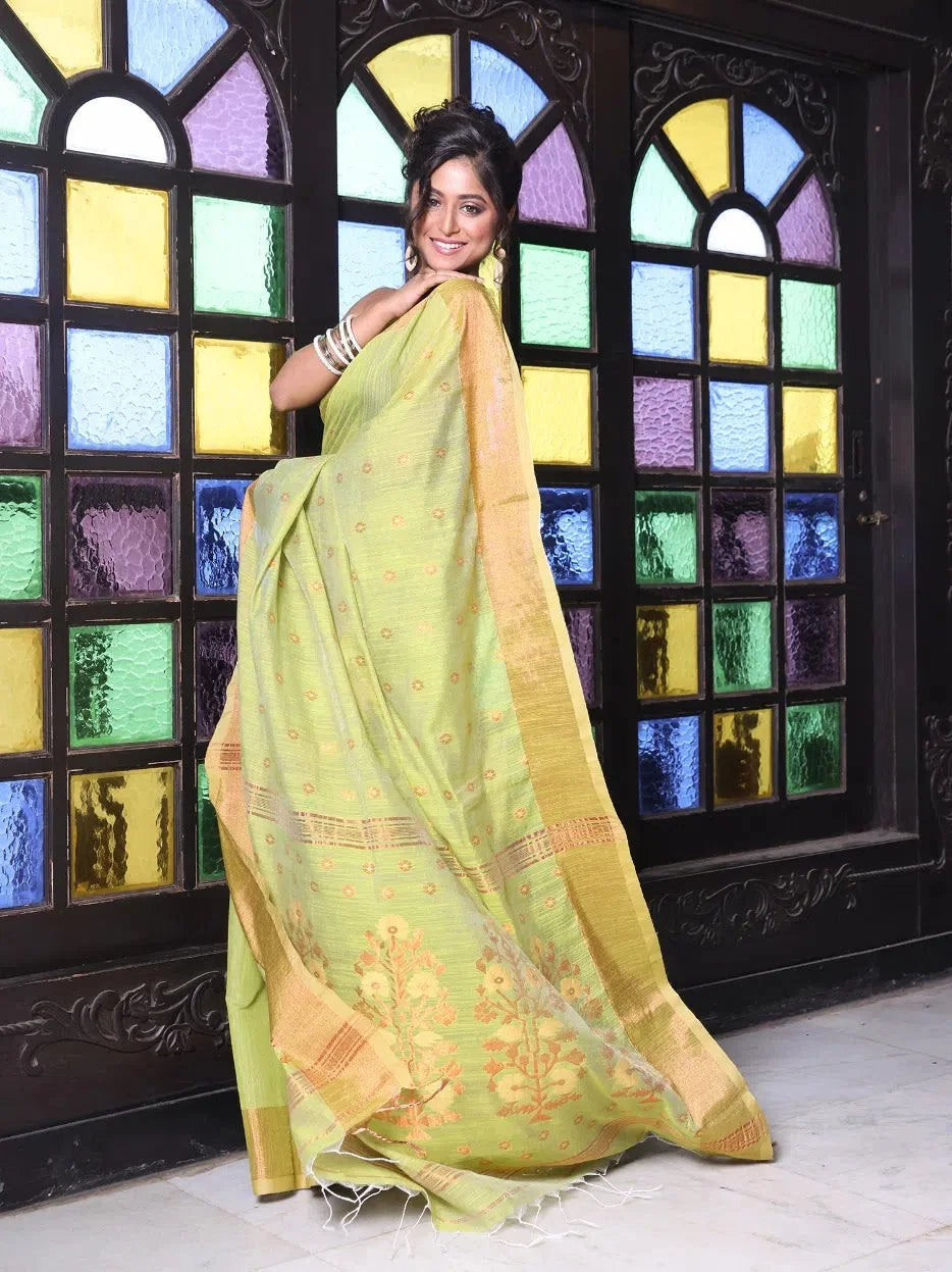 Light Green Cotton Saree: Designer Sarees India
