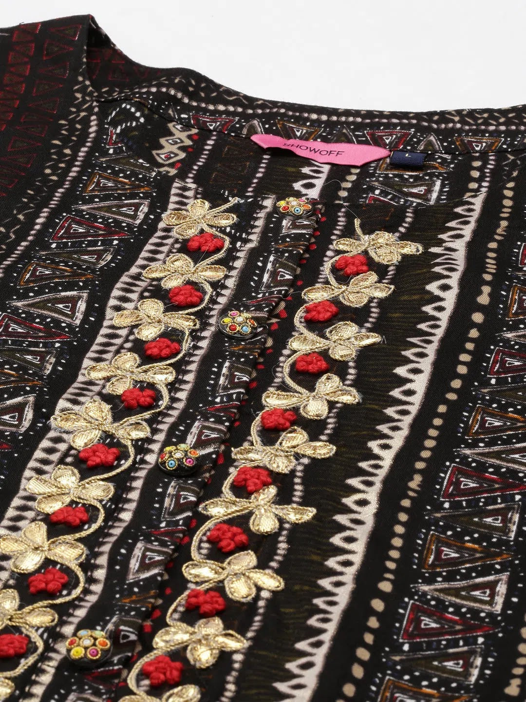 Black Printed Kurta Set | Women's Tribal Cotton Indian Kurta