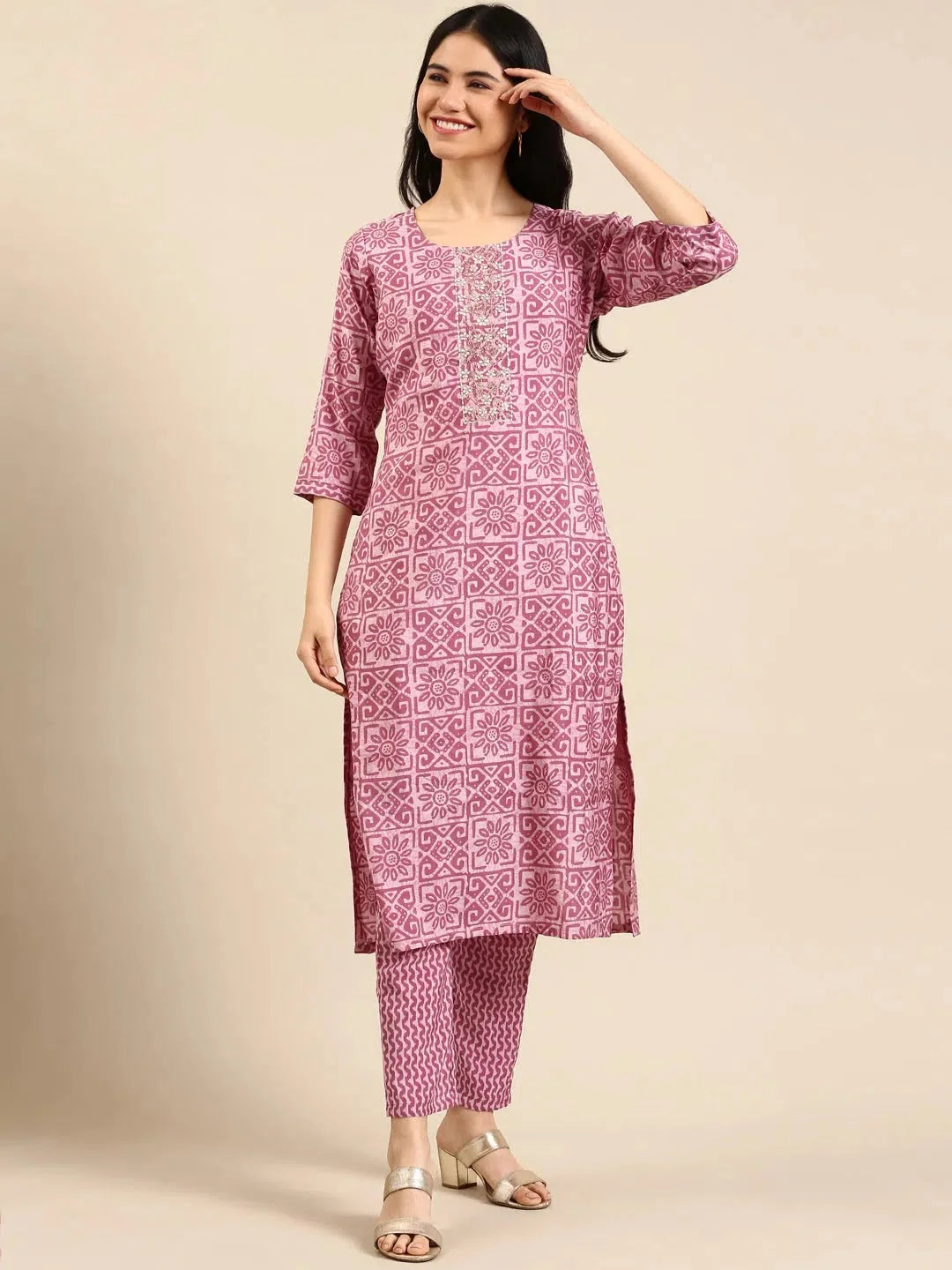 Purple Printed Kurta Set | Designer Women's Indian Kurta Sets