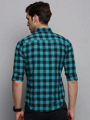 Men Navy Checked Casual Shirt-BOXERCHECKS-3346-Navyblue