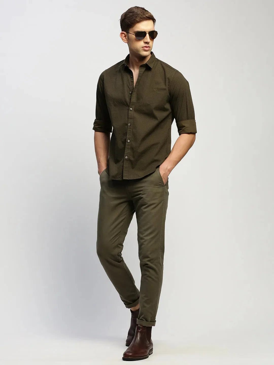 DesiQlo Men's Green Striped Cotton Shirt - Stylish Mens Shirt