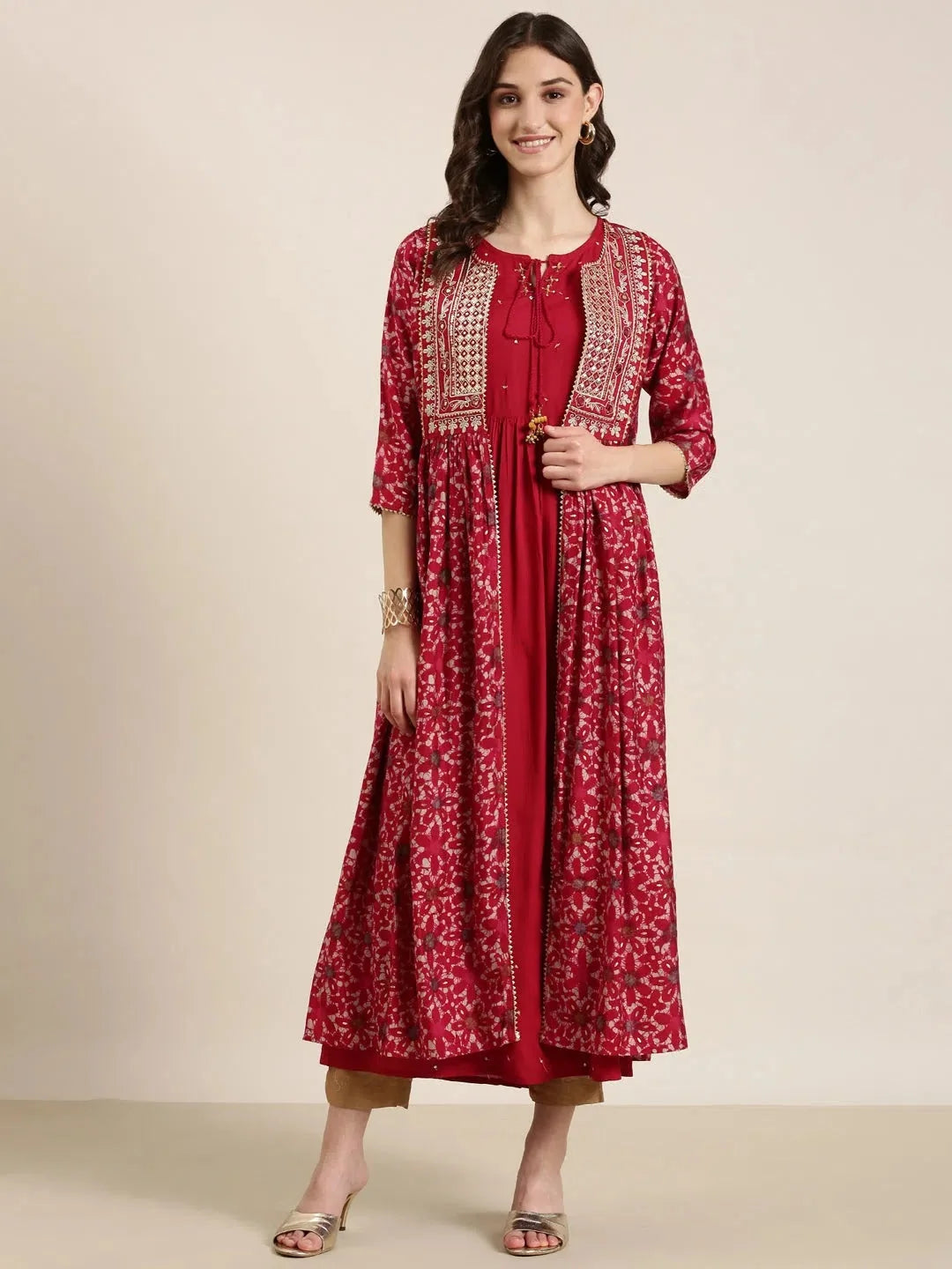 Fuchsia Floral Anarkali Kurti | Women's Anarkali Suit