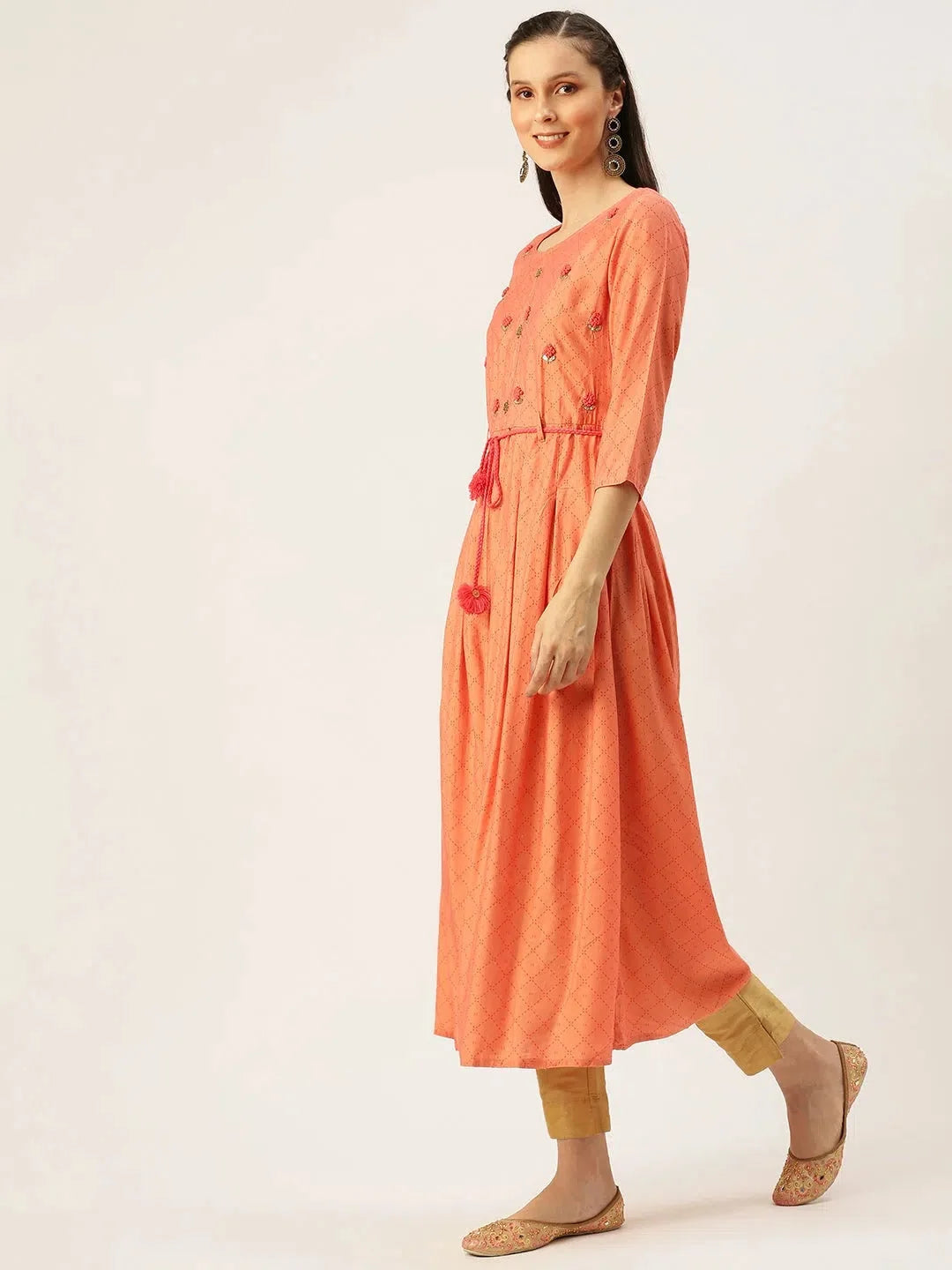 Pink Printed Kurta: Women's Cotton Indian Kurtis Collection