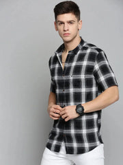 Men Black Checked Casual Shirt-NICKCHECKSTWILL-1891-Black