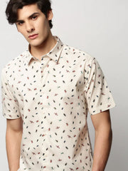 Men Cream Printed Casual Casual Shirts-JUPITERPRINT-1781-Cream