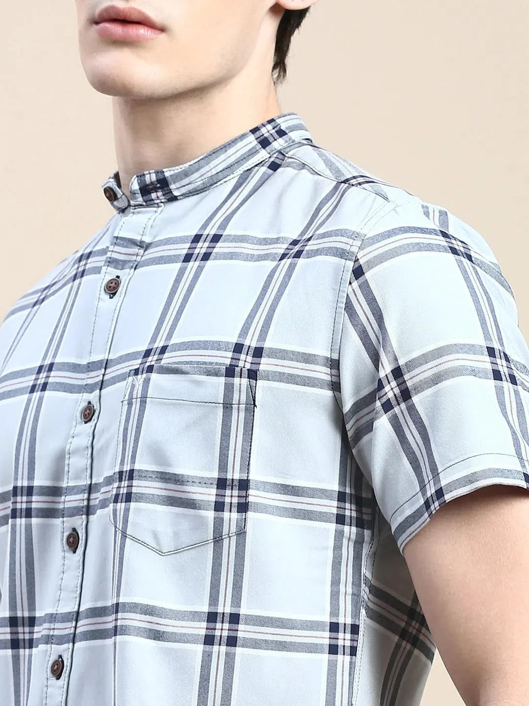 Grey Checked Mens Shirt | DesiQlo Cotton Casual Shirt