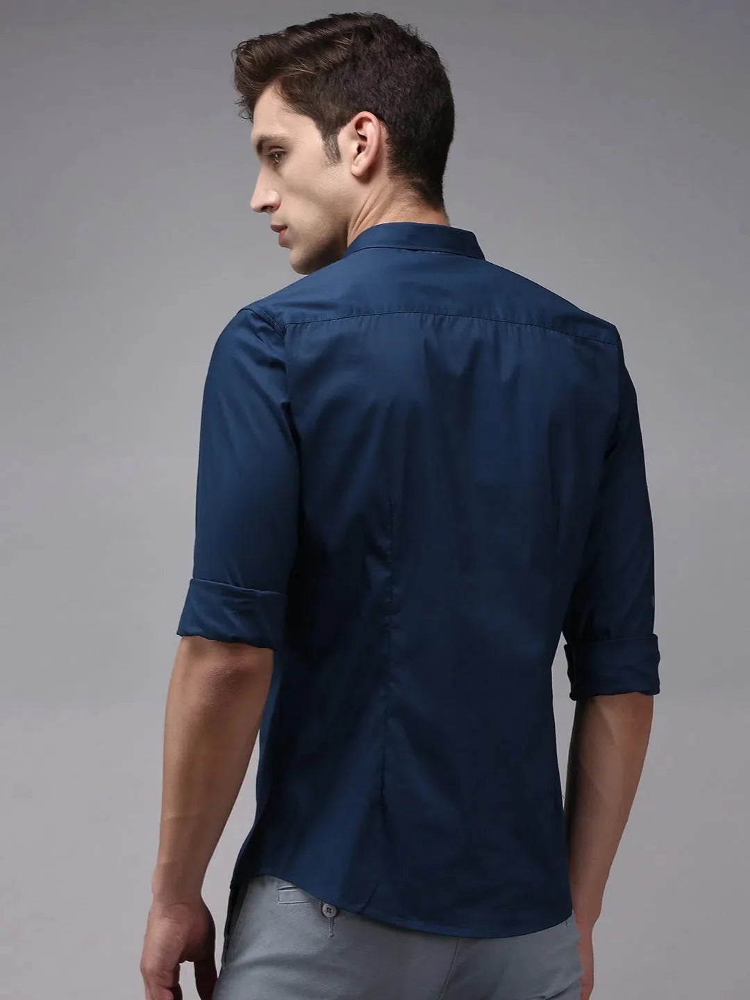 Blue Solid Mens Shirt - Casual Cotton Shirt by DesiQlo