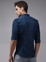 Men Blue Solid Casual Shirt-BOLDPLAINE-1620-Teal