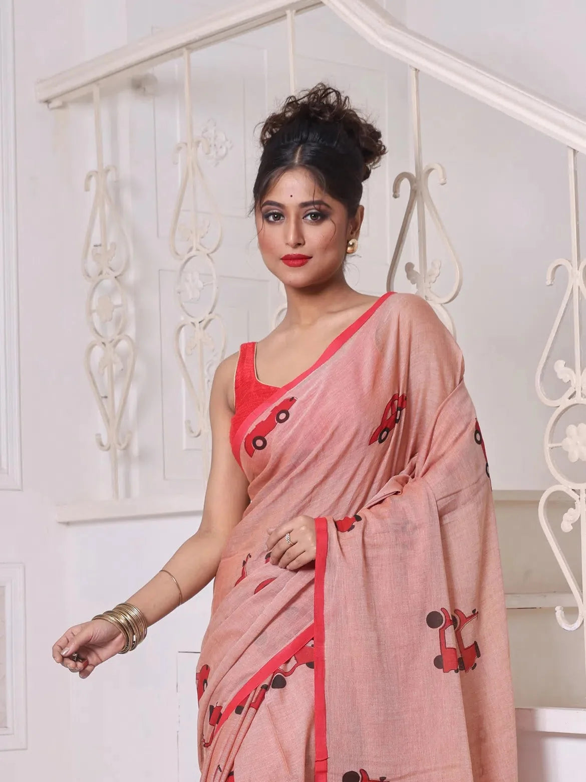 Brown Cotton Bengali Saree | Indian Sari & Comfort