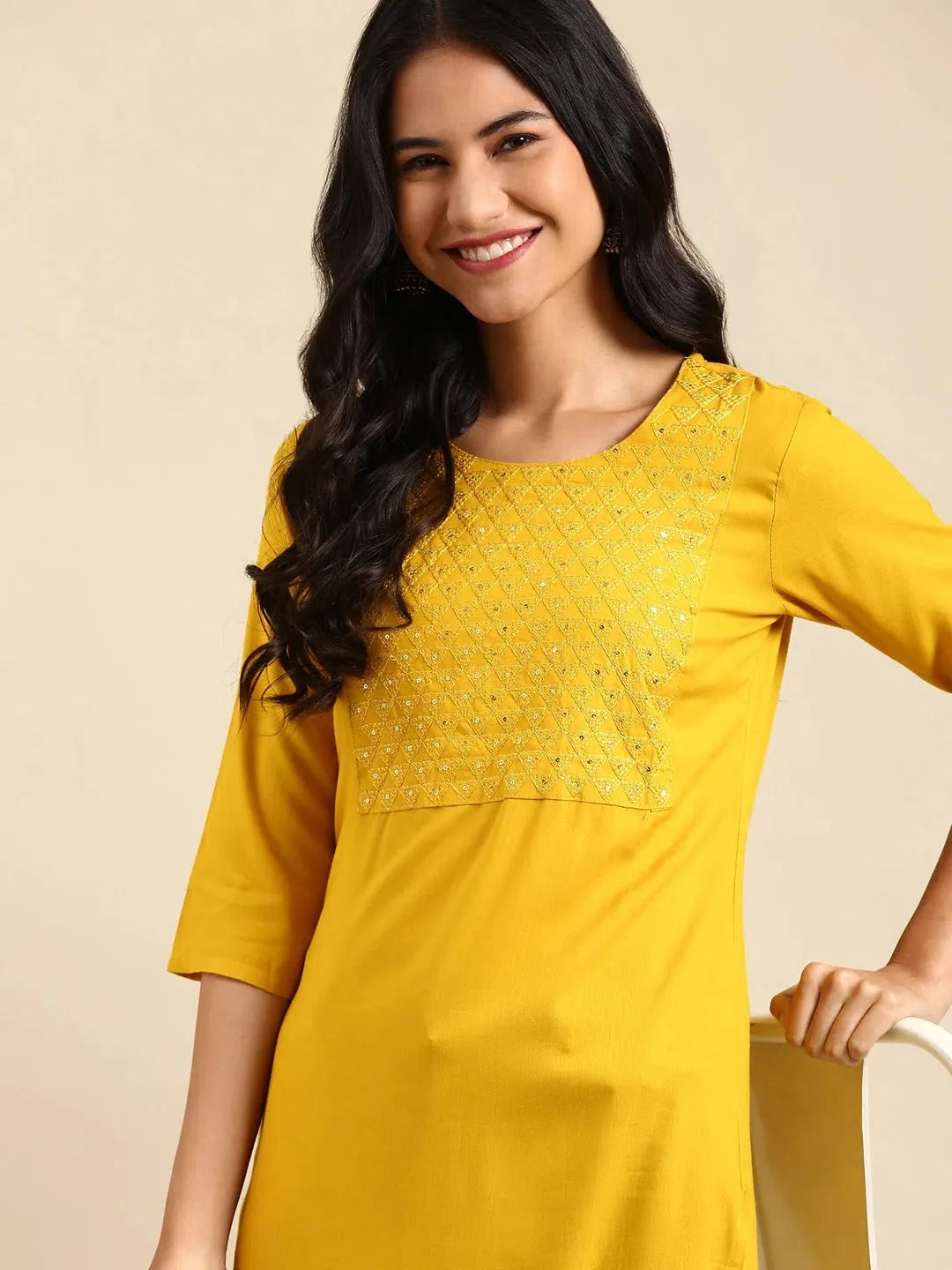 Yellow Printed Kurtas for Women | Stylish Short Kurti - DesiQlo