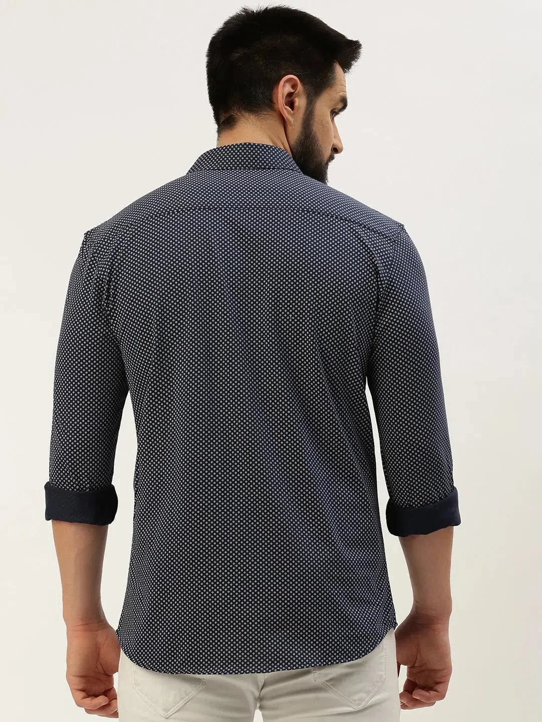 Trendy Navy Printed Mens Shirt - Cotton Casual Shirt | DesiQlo