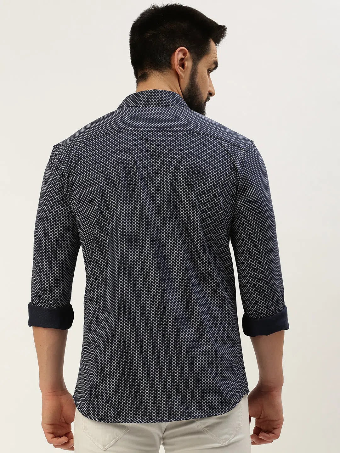 Trendy Navy Printed Mens Shirt - Cotton Casual Shirt | DesiQlo