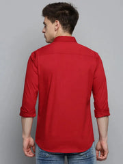 Men Red Solid Casual Shirt-KNOXPLAIN-4492-Red