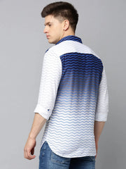 Men White Printed Casual Shirt-QUINN-3612-White