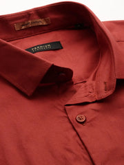 Men Rust Printed Casual Shirt-GROZPLAIN-4742-Rust