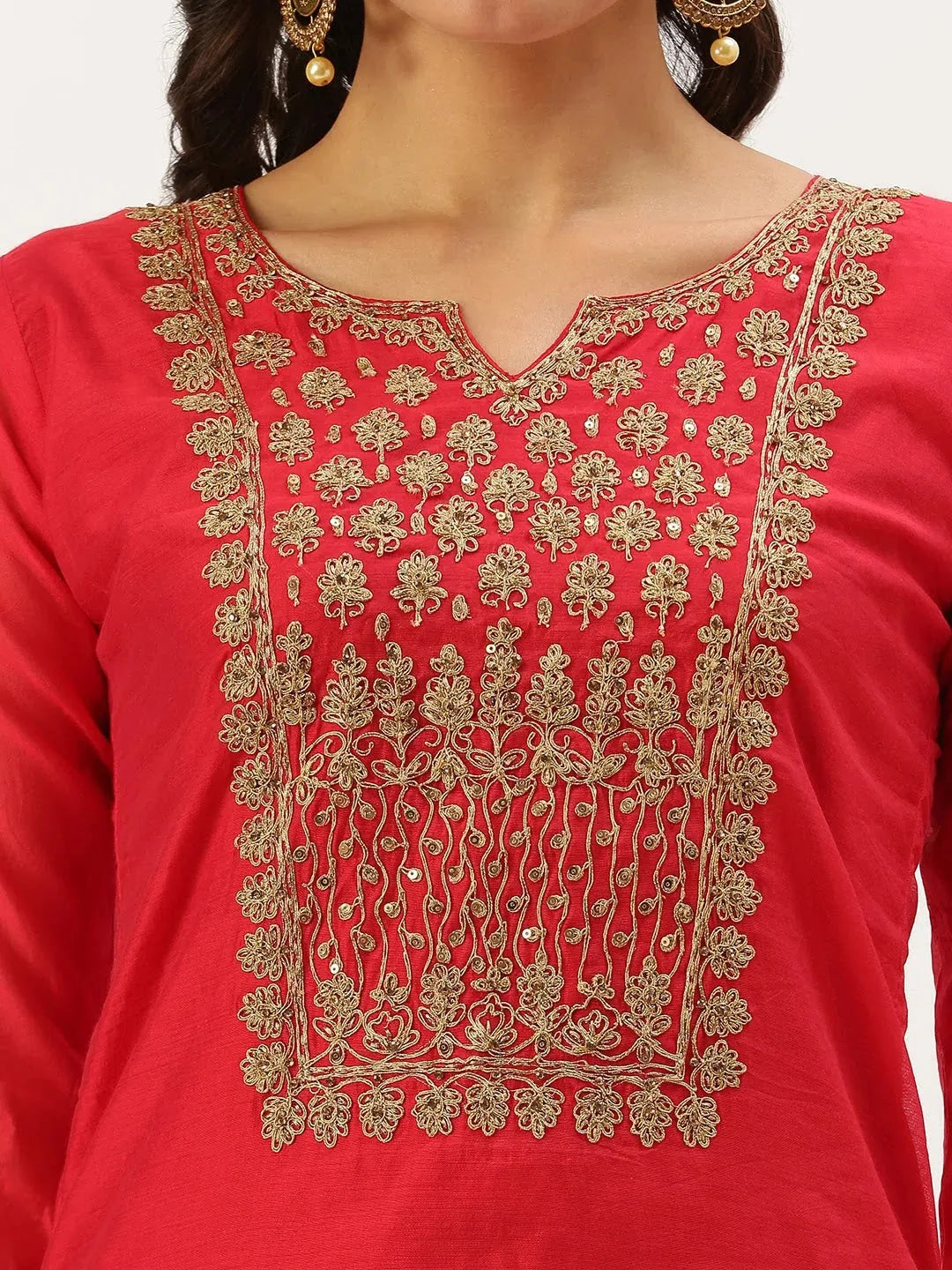 Red Embellished Indian Kurta for Ladies - Shop DesiQlo Kurtas