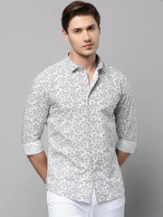 Men White Printed Casual Shirt-ZEPHYRPRINTS-2034-White