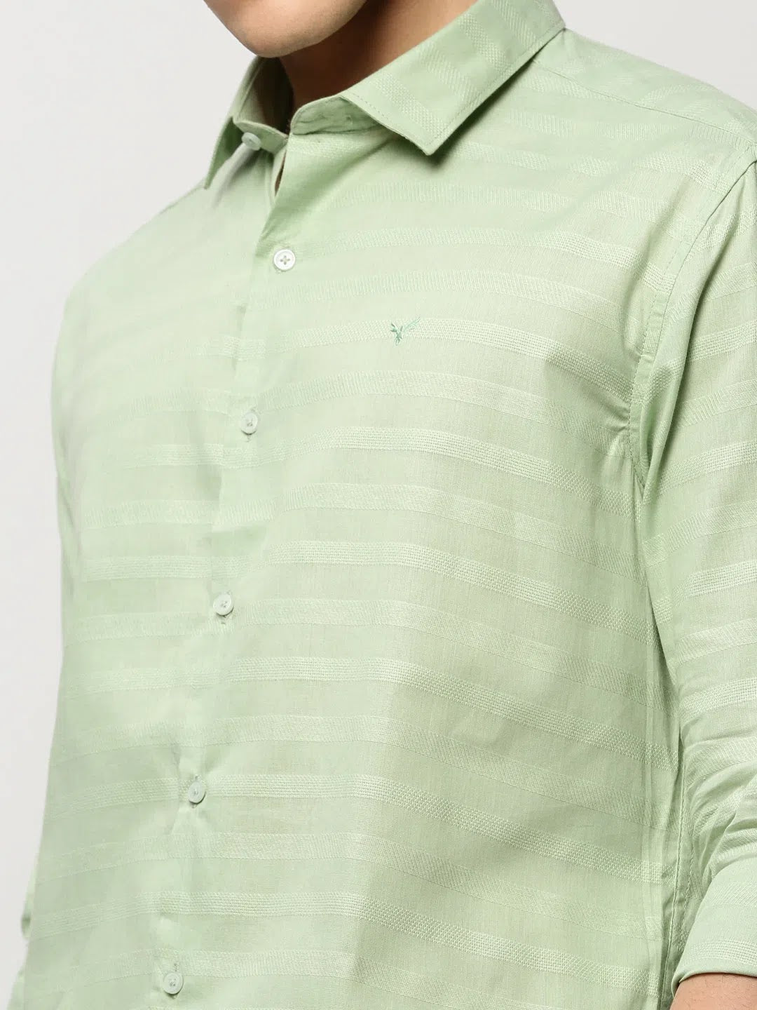 Green Striped Cotton Mens Shirt - Stylish Casual Shirts Online