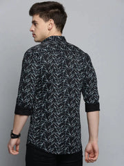 Men Black Printed Casual Shirt-RDPRINT-3006-Black